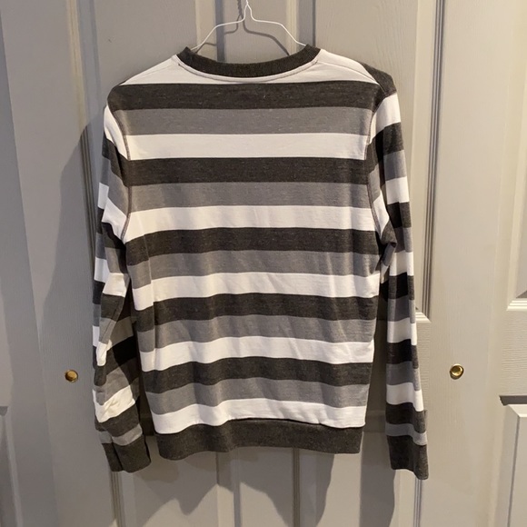 Gray and White Striped Crewneck Sweater - Picture 2 of 3